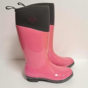 Muck Boots Tremont Wellie Gloss Sz 9 Rubber Neoprene Boots Black Pink Tall Chore